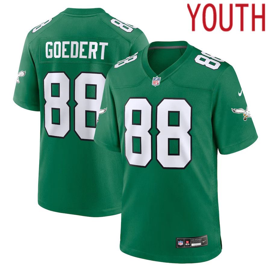 Youth Philadelphia Eagles 88 Dallas Goedert Nike Kelly Green Alternate Player Game NFL Jersey